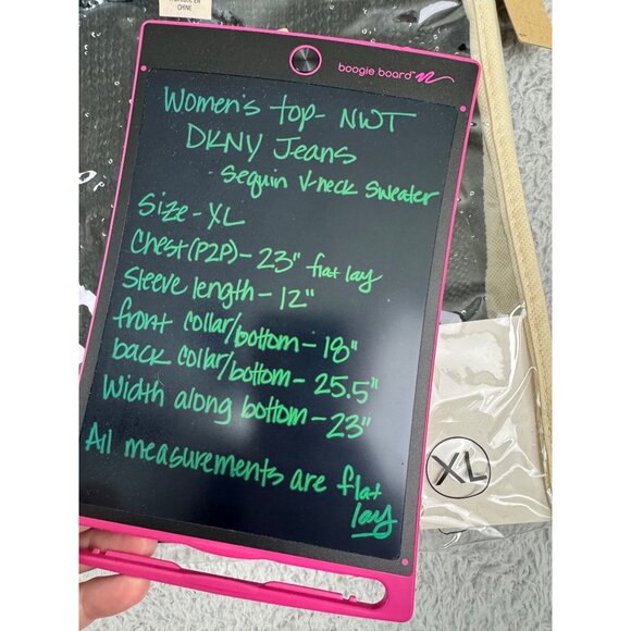 Womens XL Top NWT DKNY Jeans Sequin V-Neck Sweater Soft Light Comfortable - Picture 12 of 12